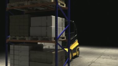 Yığın karton kutu yerleştirerek forklifti