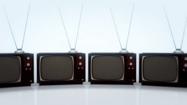 Eski Retro renkli Tv anteni ile ayarlar