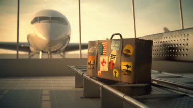 Dünyanın ünlü seyahat hedefleri etiketleri ile bavul