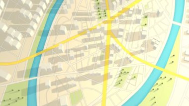 Soyut şehir haritası görünümünü. GPS navitation Scyscrapers cityscape kentsel haritalama