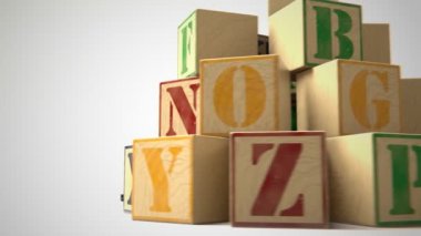 Tahta bloklar üzerinde tam alfabe