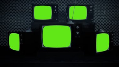 Eski Retro renkli Tv anteni ile ayarlar