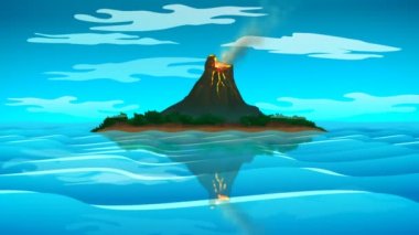 Volkanik ada okyanus ile çevrili