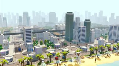 Cityscape gökdelenler ve taşıma ile