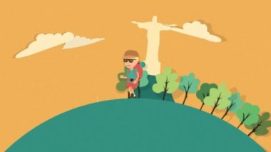 Uluslararası yerler ile yürüyen adam