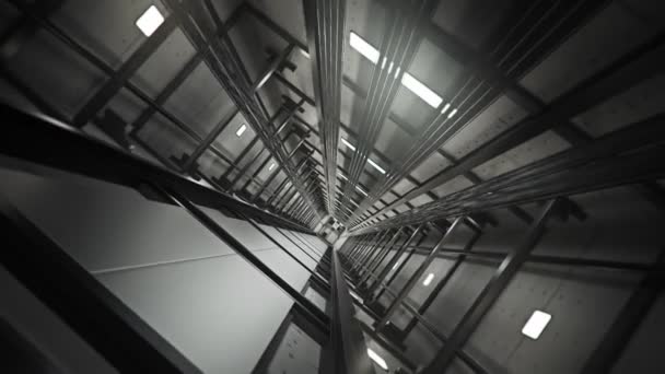 Inside of Elevator Shaft With Moving Elevator — Stock Video