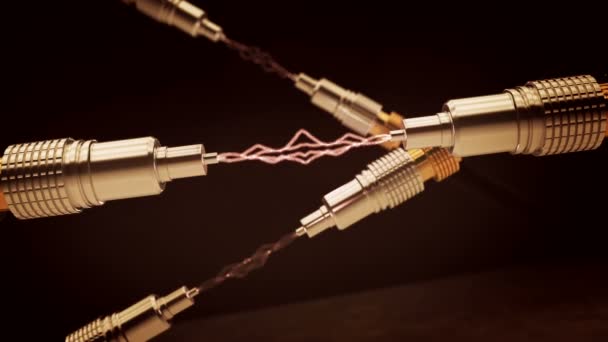 Una chispa eléctrica entre dos cables — Vídeo de stock