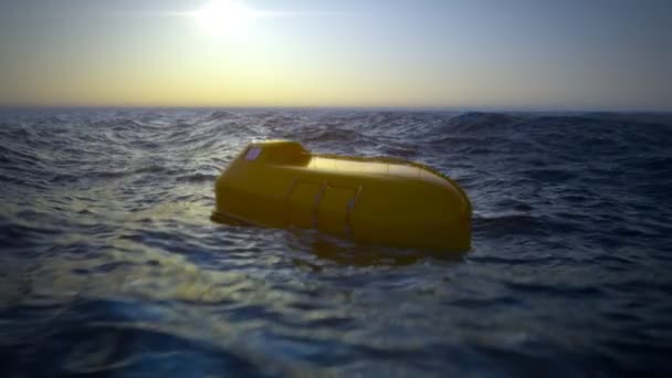Záchranný člun plovoucí v moři hrubý — Stock video