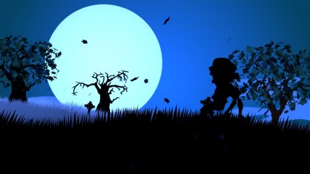 Griezelig Zombie stijgt Spooky kerkhof — Stockvideo
