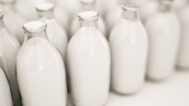 Animation of milk bottles. — Stock Video