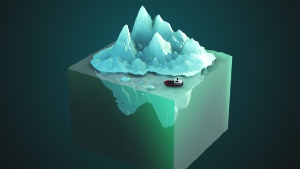 Bateau ancré près d'Iceberg dans l'océan 