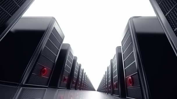 Computer oder Server in einer Reihe stehen — Stockvideo