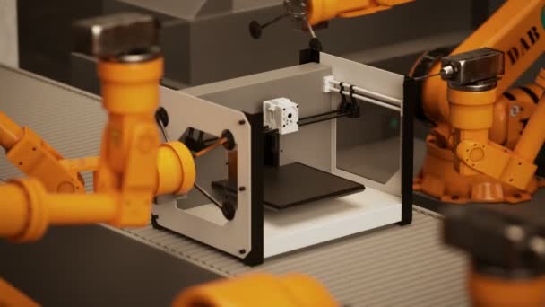 Robotic Arm Assembling 3d Printer — Stock Video
