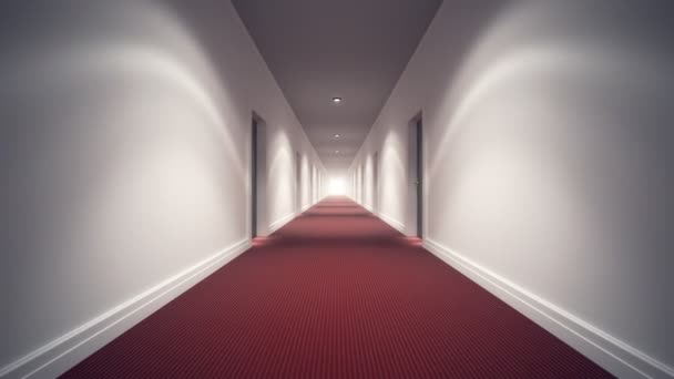 Long Bright Corridor With Bright Lights And Door — Stock Footage Long Bright Corridor With Bright Lights And Door Royalty Free Stock Footage