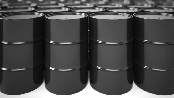 Black oil barrels loopable animation. — Stock Video