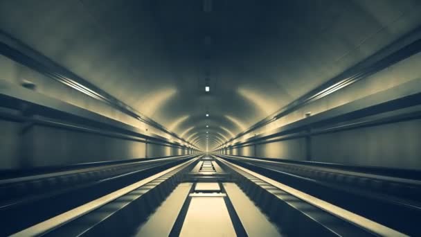 Spoorweg In metro Tunnel — Stockvideo