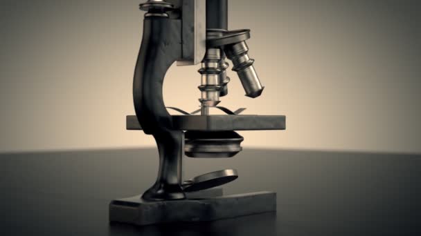 Microscopio antiguo para la ciencia — Vídeos de Stock