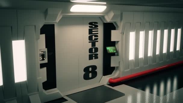 Футуристическая дверь космического корабля — стоковое видео