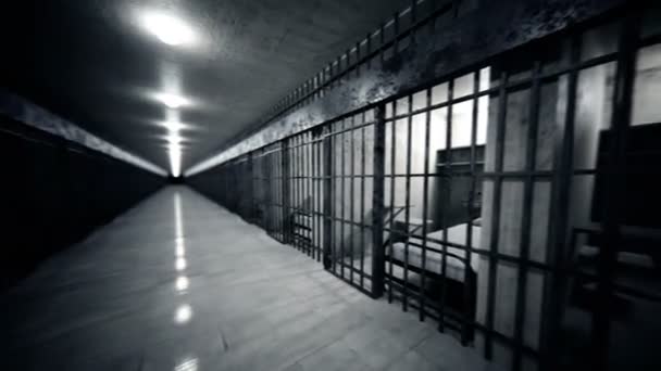 走廊和在监狱中的空的房间 — 图库视频影像