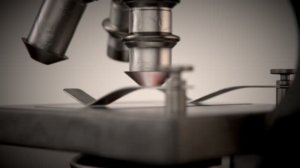Detail mikroskopu a objektiv — Stock video