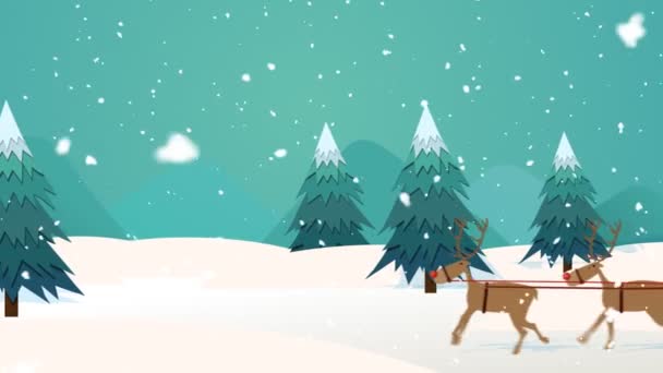 Père Noël sur luge avec des rennes 