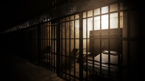 Koridoru a prázdné komoře ve vězení — Stock video