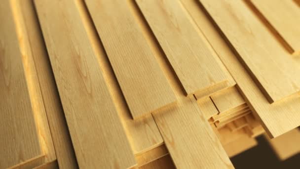 Tablones de madera recién cortados limpios . — Vídeos de Stock