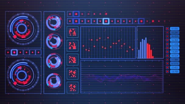 Futuristische grafische Benutzeroberfläche mit schwankendem Graphenverhältnis — Stockvideo