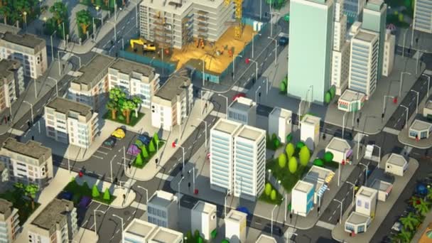 Paysage urbain avec gratte-ciel et transport — Video