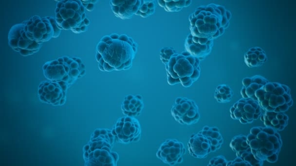Молекула вируса клеточного микроба Бактерии плавающие вокруг — стоковое видео