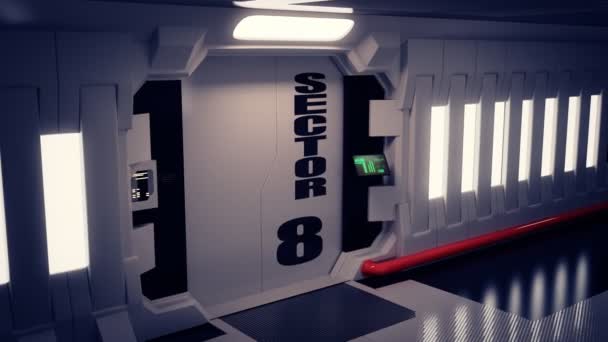 Ouverture futuriste de porte de vaisseau spatial 