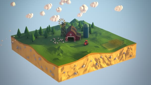 Illustratie van een agrarische landschap — Stockvideo