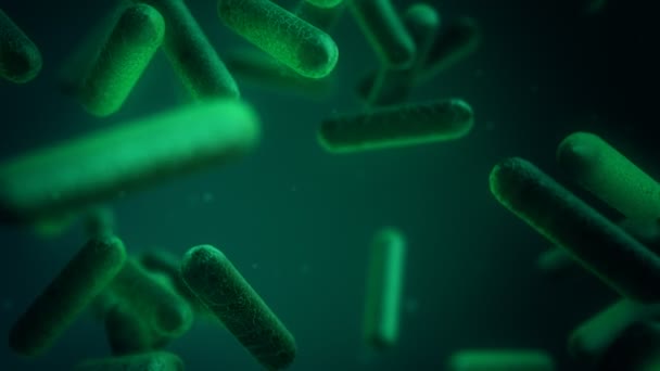 Bactérias da molécula do vírus do micróbio celular que flutuam ao redor — Vídeo de Stock