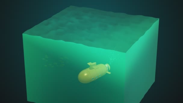 Submarino sumergiéndose desde el océano — Vídeo de stock