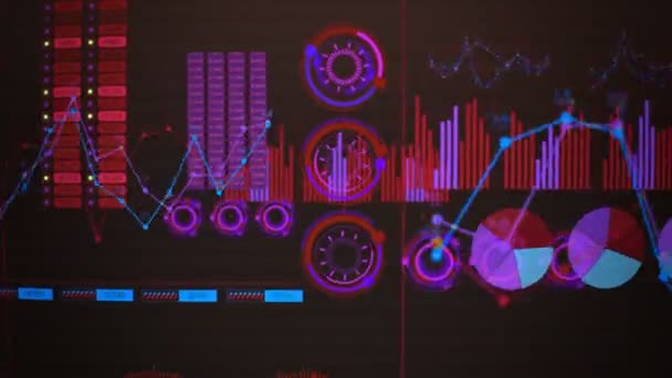 Futuristické grafické uživatelské rozhraní kolísá graf — Stock video