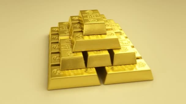 Barras de oro apiladas — Vídeos de Stock