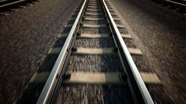 Rida över järnvägen spår. — Stockvideo