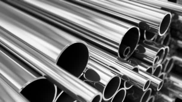 Pila de tubos de acero — Vídeos de Stock