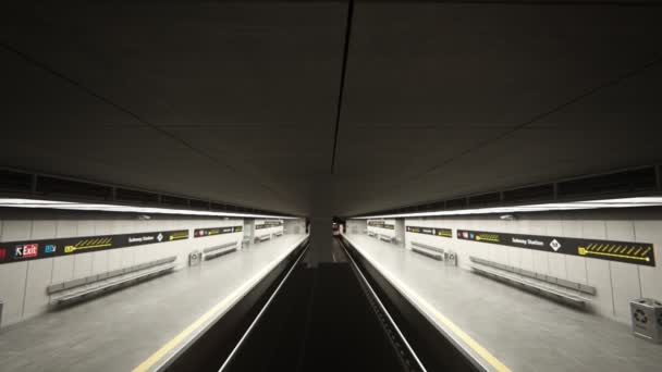 Tåget anländer till järnvägsstation — Stockvideo