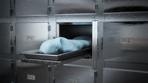 Dode lichaam bedekt met Morgue — Stockvideo