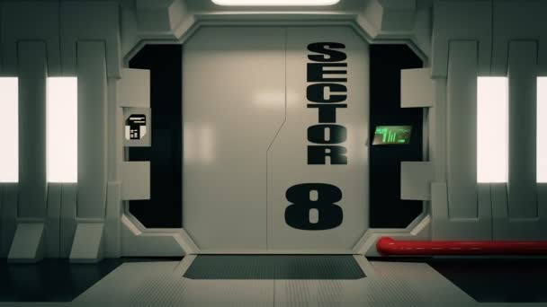 Futuristiska rymdskepp dörröppningen — Stockvideo