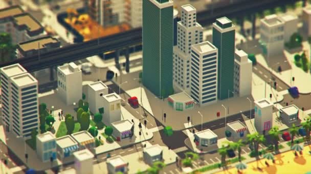 Paysage urbain métropolitain avec gratte-ciel et transports — Video