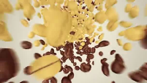 Carta tazza di caffè a base di chicchi di caffè — Video Stock