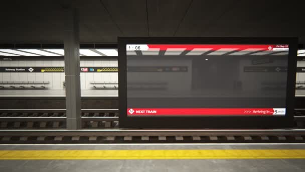 Treno della metropolitana in arrivo alla stazione ferroviaria — Video Stock