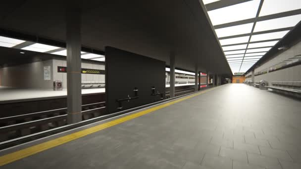 Metró vonat megérkezett a Vasutállomás közelében — Stock videók