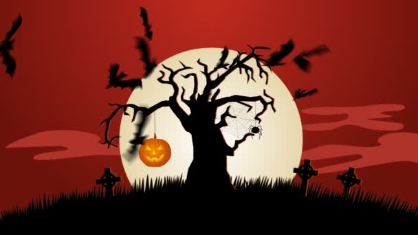 Na tle Halloween cmentarz — Wideo stockowe