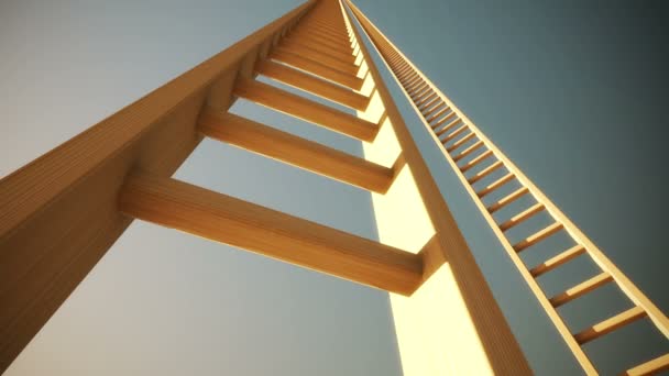 Slow animatie van het beklimmen van de ladder. — Stockvideo