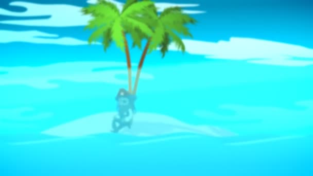 Pirata descansando debaixo da palmeira — Vídeo de Stock