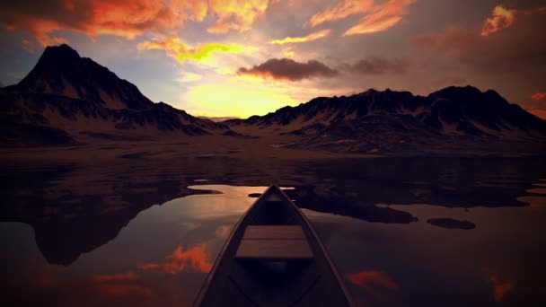 Pequeño barco en el lago — Vídeos de Stock