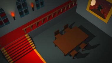 Spooky Halloween iç evde hayaletler ile. Komik levitating